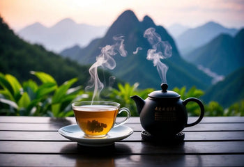 Steaming Tea Set displayed for health benefits of Pu Erh Tea article