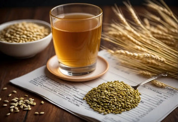 Golden beverage in a glass featured in Barley Tea Benefits article