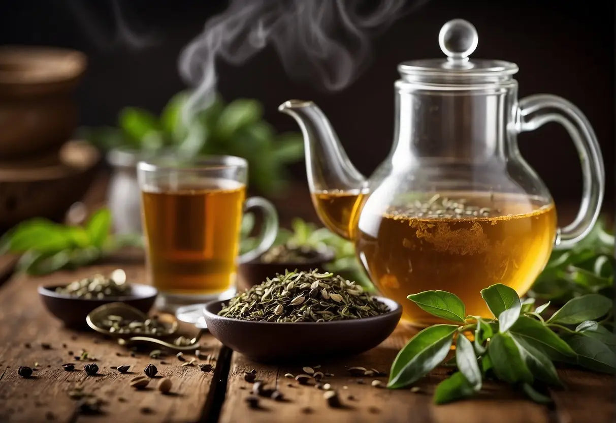 Glass teapot with brewed tea showing through for the article Can You Eat Tea Leaves
