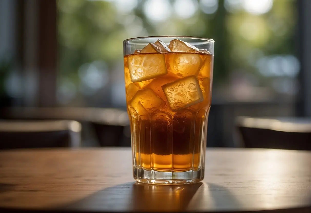 Glass of iced tea with ice cubes, perfect for a health-conscious refreshment