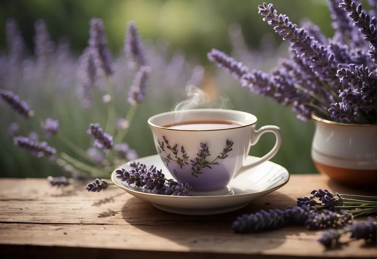 Elegant teacup with lavender accents for Lavender Tea Recipe article