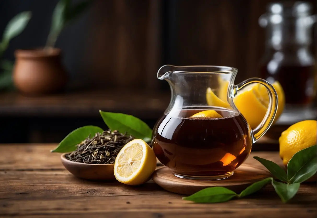 Lemon-infused iced tea pitcher for refreshing Tea Concentrate recipe