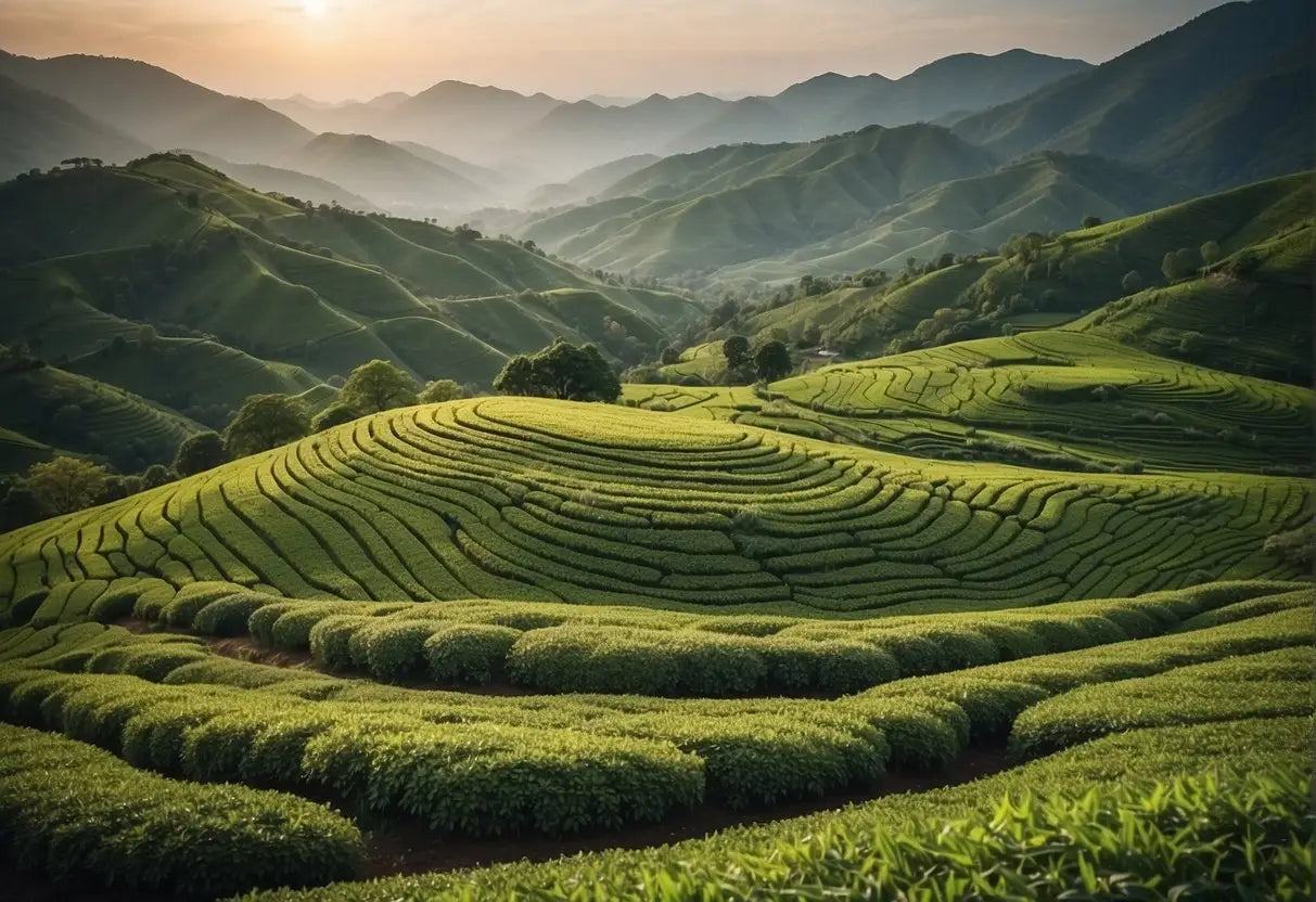 Lush green Tea Plantation in a scenic landscape for the Where is Tea Grown article