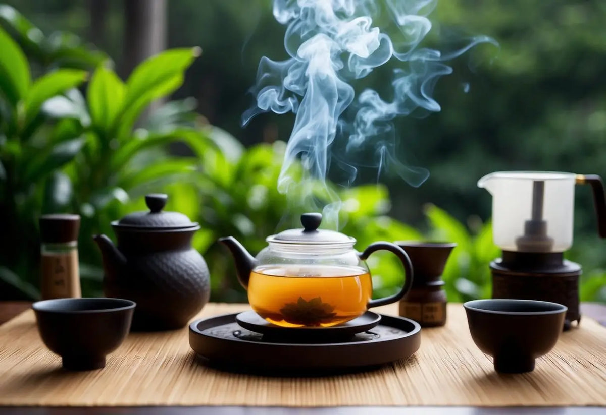 Steaming glass teapot with tea in an article about Pu Erh Tea lovers