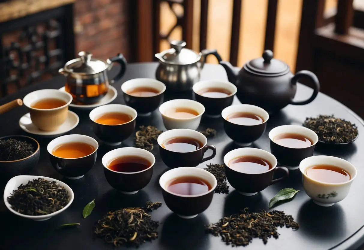 Assorted Pu Erh teas for tasting featured in an article on regional flavor differences