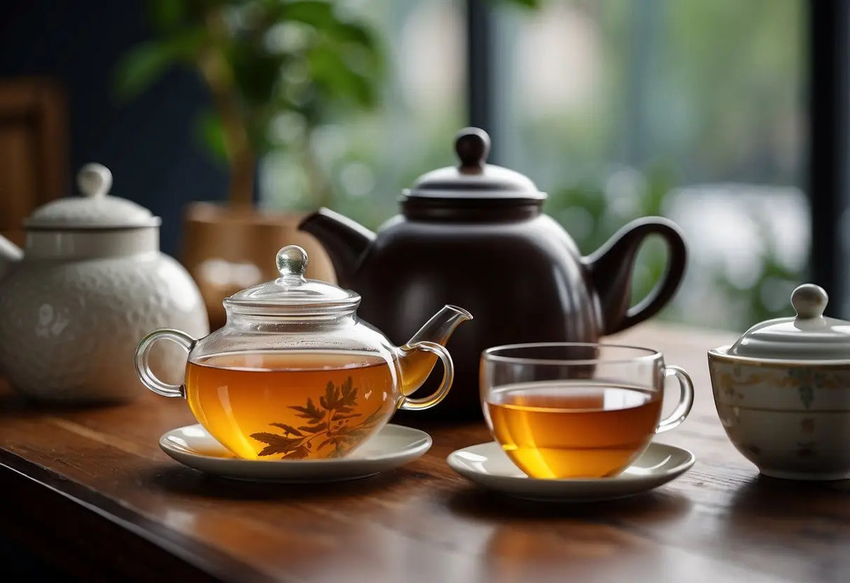 Tea service with teapots and cups featured in Best Gifts for Tea Lovers article