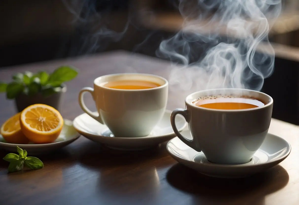 Two steaming cups of tea for Earl Grey vs English Breakfast article