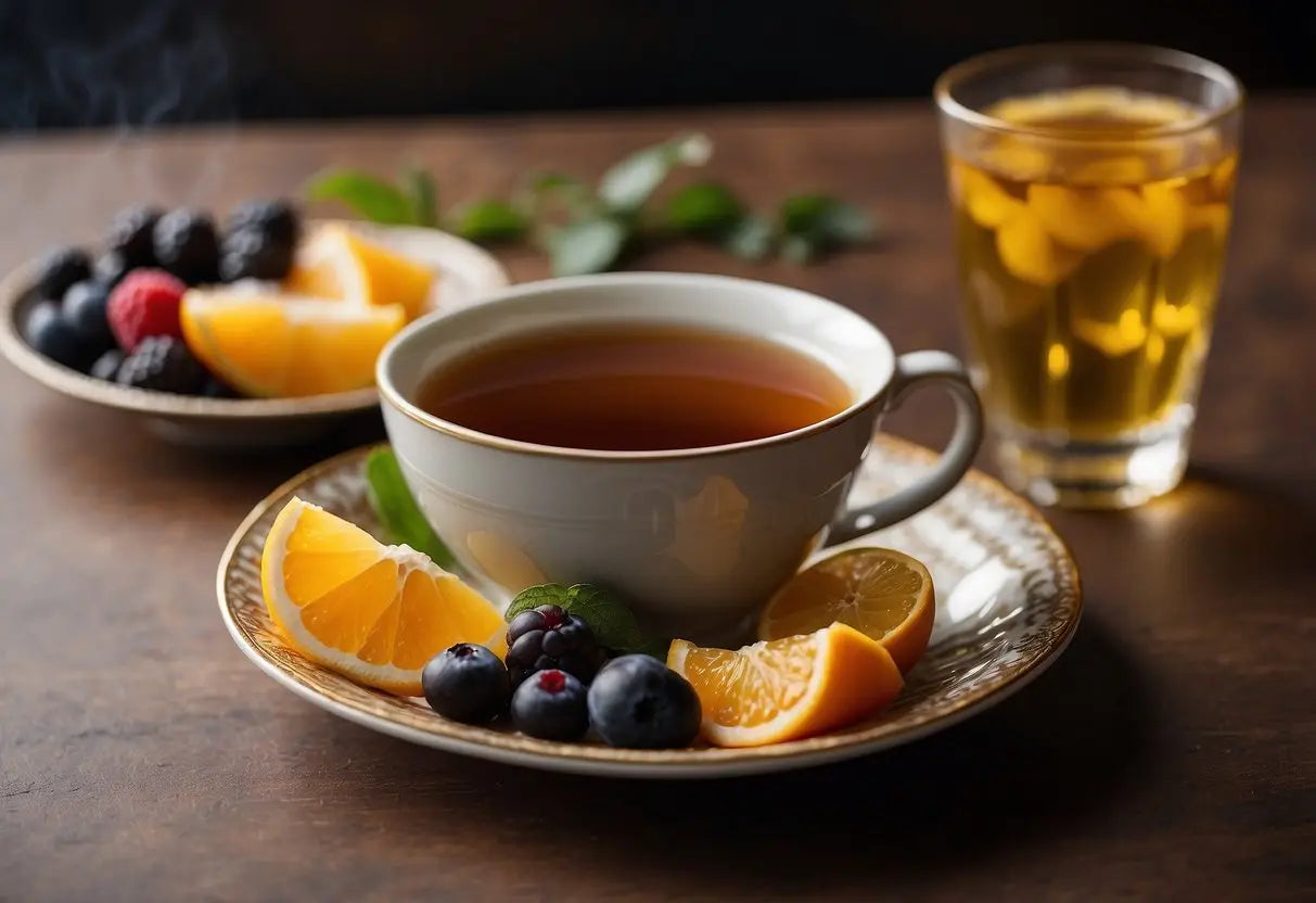 Tea cup with fresh fruit for Fermented Tea article subtleties