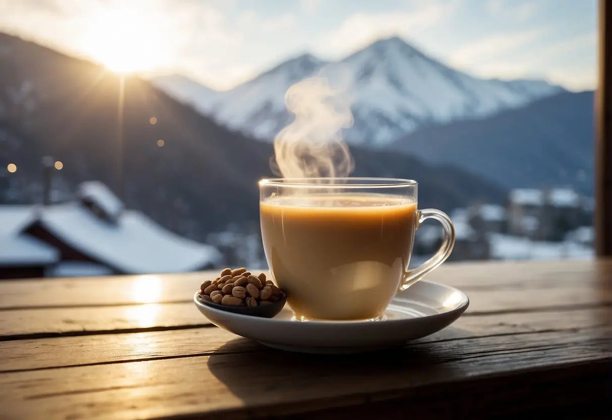 Steaming cup of coffee with nuts in Hokkaido Milk Tea article featuring delicious beverage