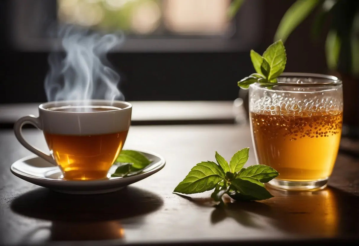 Refreshing herbal tea beverages served in glass cups for a healthy, natural refreshment