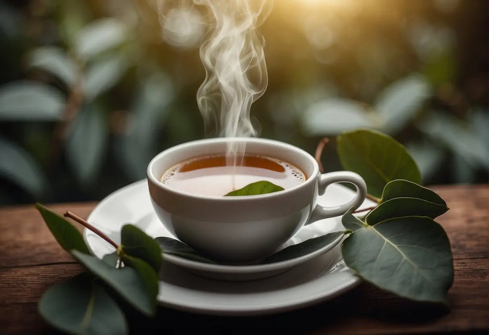 Steaming cup of Tea with Fresh Leaves for Congestion Relief