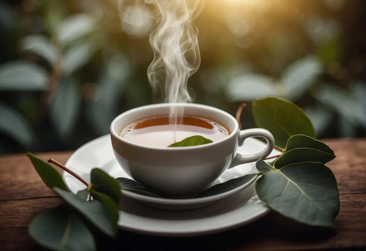 Steaming cup of Tea with Fresh Leaves for Congestion Relief