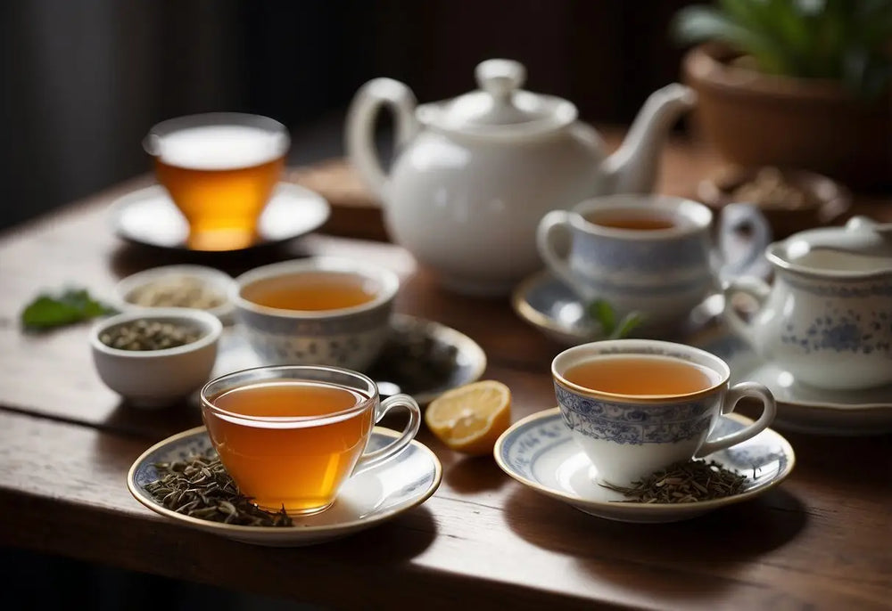 Tea service with cups and teapot for digestion in Teas for Digestion article