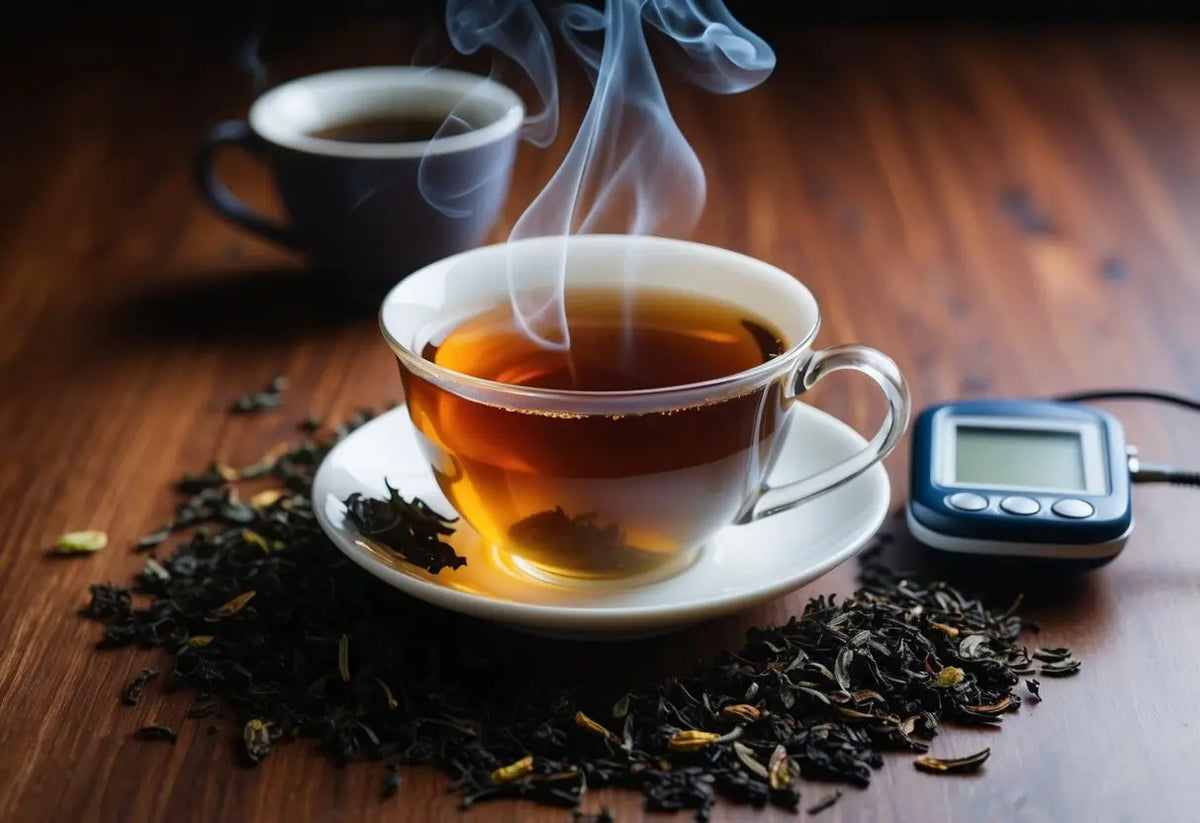Steaming cup of pu-erh tea