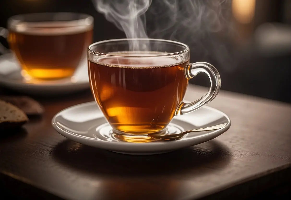 Steaming cup of English Breakfast Tea showcasing rich aroma and warm comfort