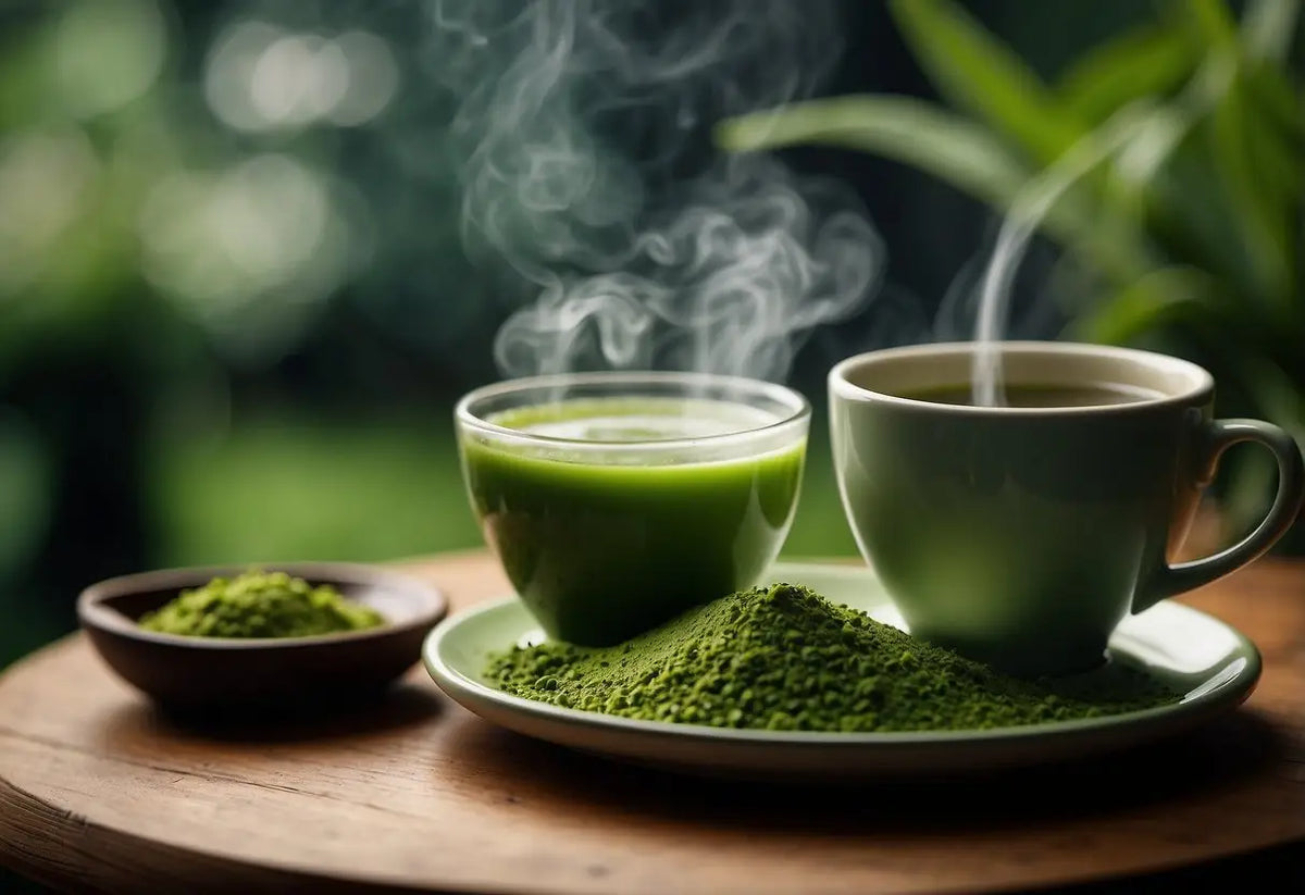 Steaming Matcha Tea Set in an article about What Does Matcha Taste Like