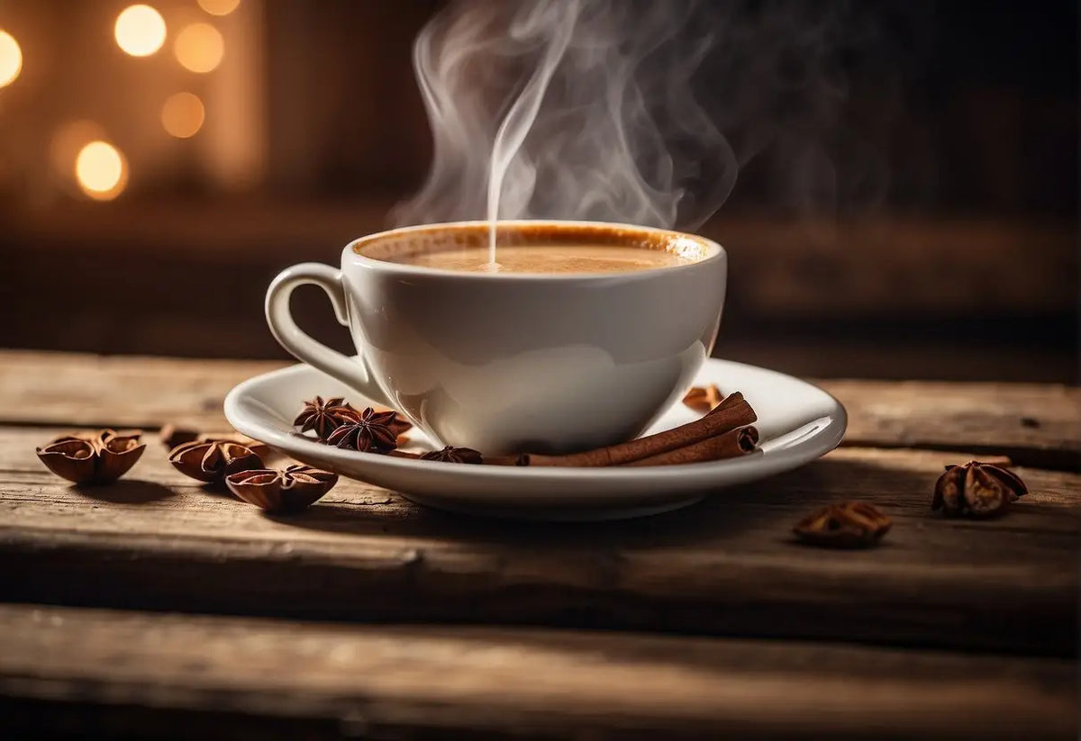 Steaming cup of spiced coffee featured in the article on What is a Dirty Chai