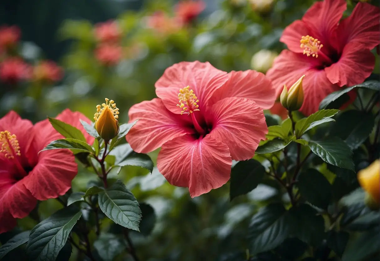 Hibiscus flowers being carefully plucked and collected for tea